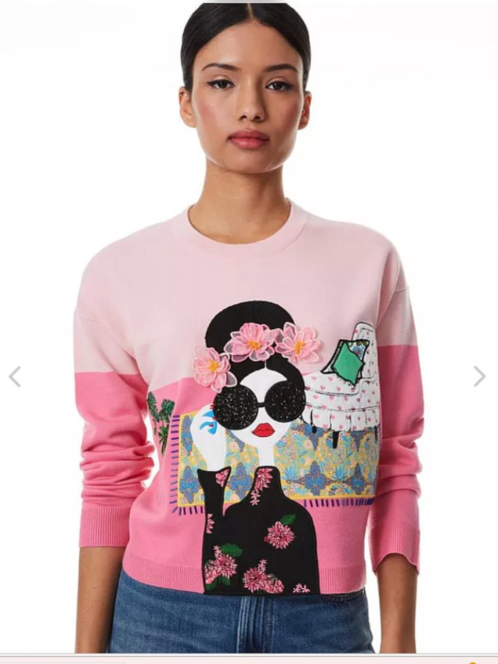 Alice + Olivia Gleeson Staceface Pullover Wool Sweater
